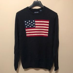 Chaps Mens American Flag Sweater Size Medium(NAVY)
